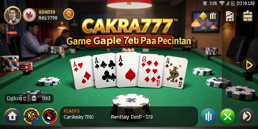 Tampilan gameplay CAKRA777 dengan kartu Gaple yang menarik.