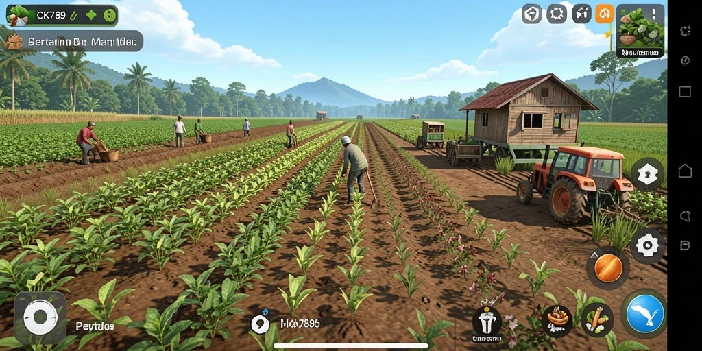 Tampilan menarik dari gameplay CK789 yang menampilkan aktivitas bertani.