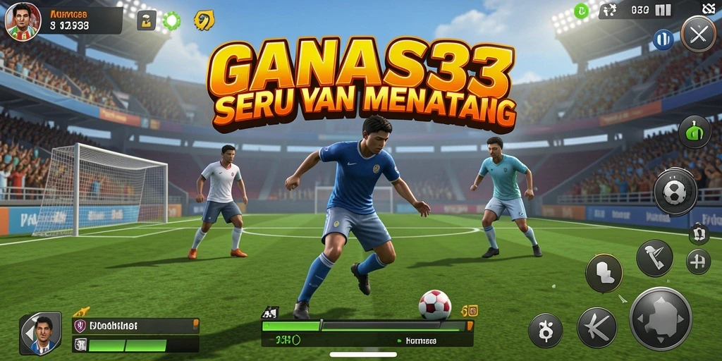 Screenshot utama GANAS33 menampilkan aksi seru di lapangan olahraga.