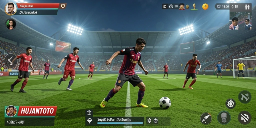 Tampilan gameplay sepak bola yang mendebarkan dari HUJANTOTO.