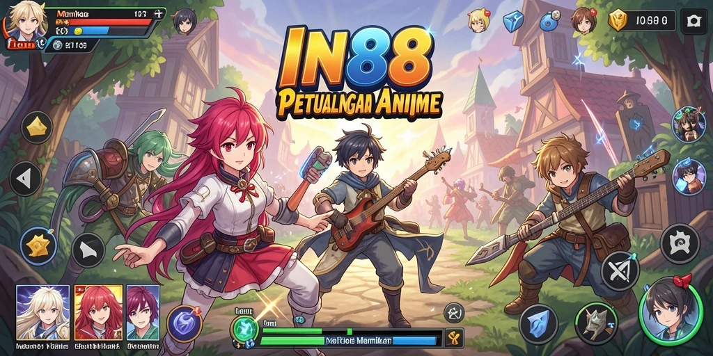 Screenshot IN88 menunjukkan karakter anime yang beraksi dalam pertarungan epik.
