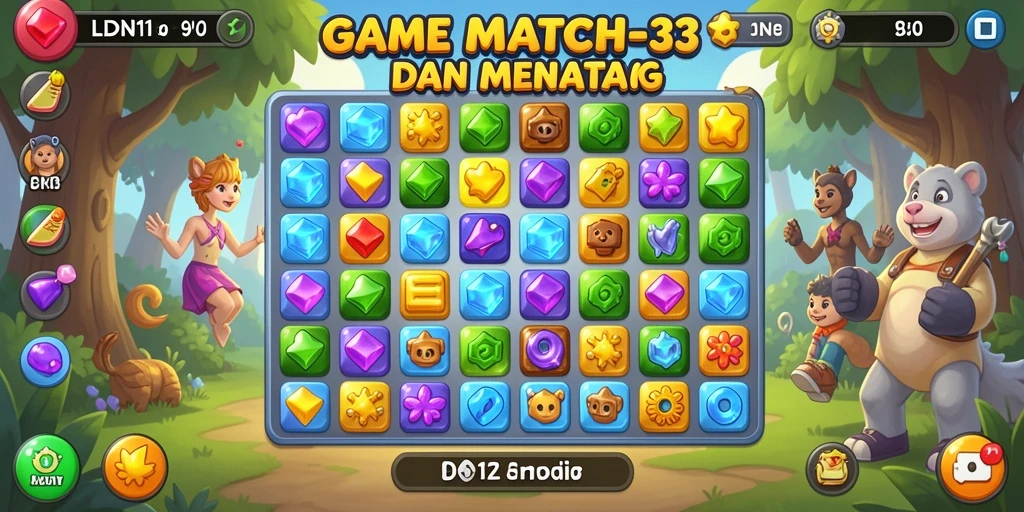 Gameplay LDN11 yang penuh warna dan tantangan Match-3.