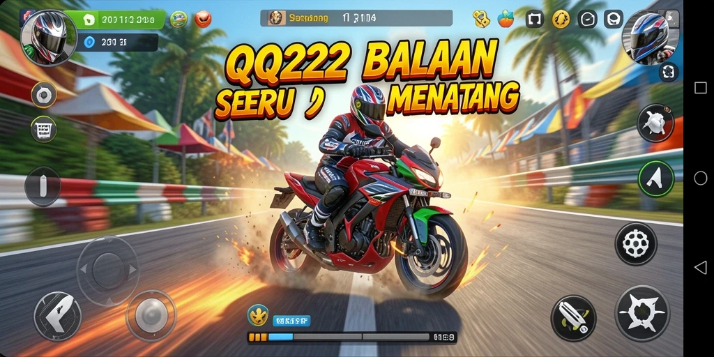 Gameplay seru balapan motor di QQ222 dengan trek menarik.