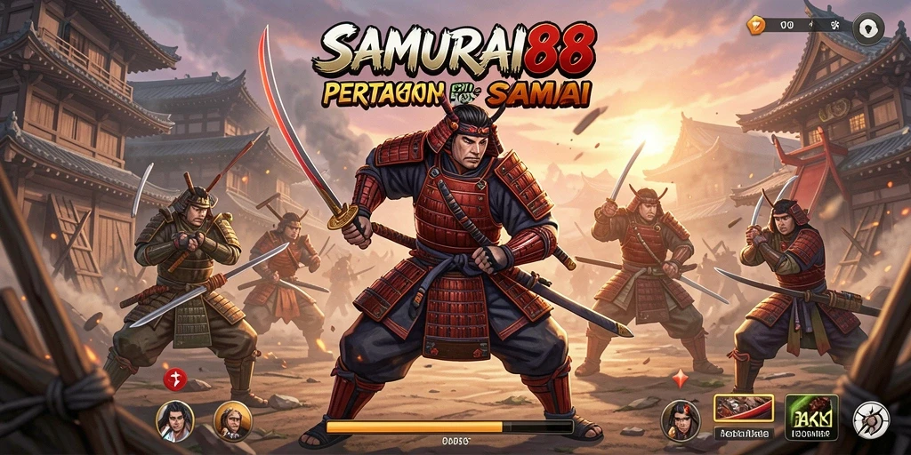 Screenshot SAMURAI88 menampilkan aksi pertarungan seru antar samurai.