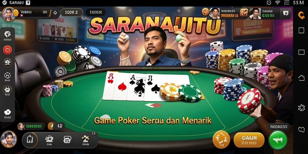 Gambaran permainan Poker di SARANAJITU dengan aksi seru.