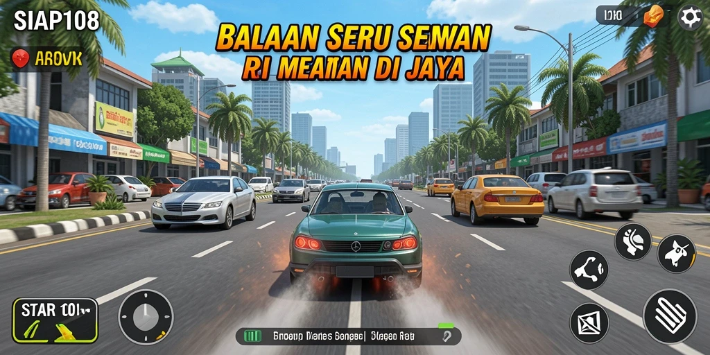 Tangkapan layar SIAP108 menampilkan aksi balapan yang mendebarkan dan grafis menarik.