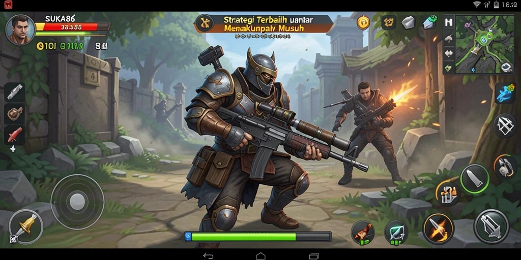 Tangkapan layar gameplay SUKA86 menampilkan aksi pertempuran strategi yang mendebarkan.